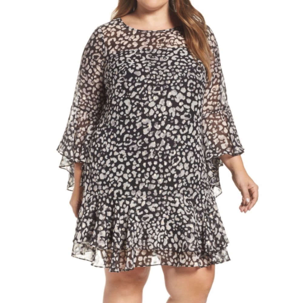 Eliza J Bell Sleeve Cheetah Print Dress